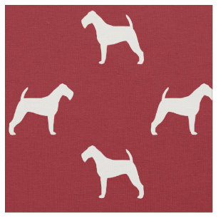 Irish Terrier Silhouettes Pattern Red and White Fabric
