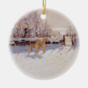 Irish Terriers in Winter Ceramic Ornament