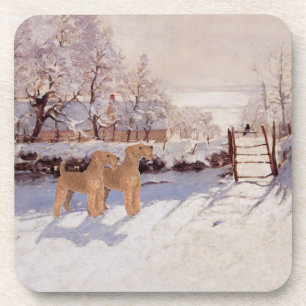 Irish Terriers in Winter Coaster