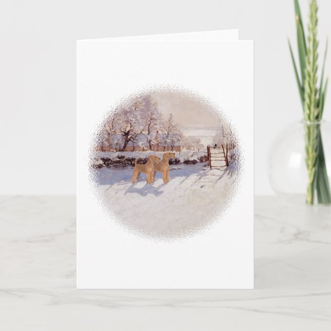 Irish Terriers in Winter Holiday Card (Front)