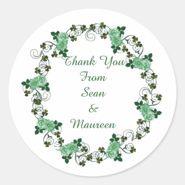 Irish Thank you sticker for favours (Front)