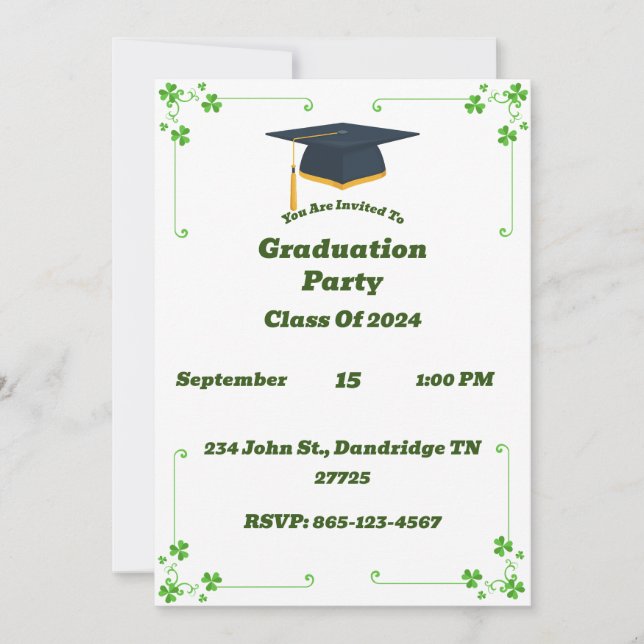 Irish Themed Graduation Party Invitation (Front)