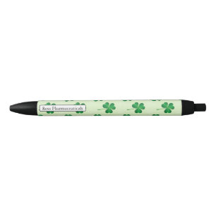 irish three leaves clover pattern black ink pen
