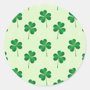 irish three leaves clover pattern classic round sticker