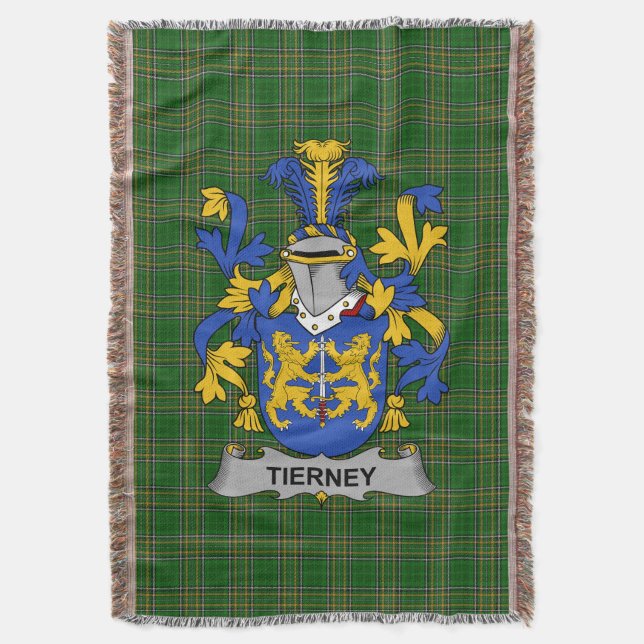  Irish Tierney or O_Tierney Coat of Arms Family Cr Throw Blanket (Front Vertical)