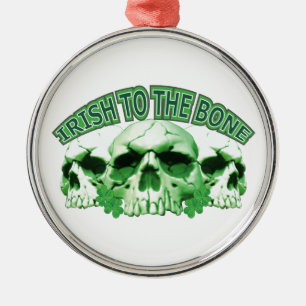 Irish to the Bone Skull Metal Ornament