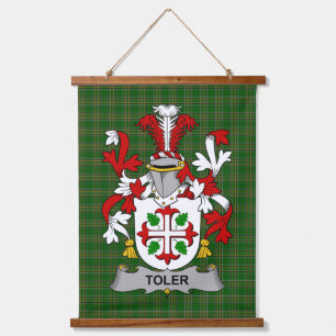 Irish Toler or Toller Coat of Arms Family Crest Hanging Tapestry