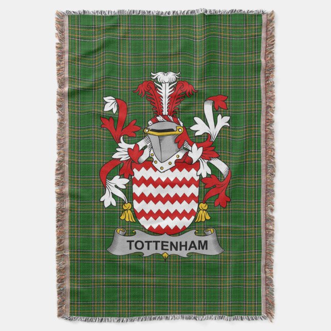  Irish Tottenham Coat of Arms Family Crest Ireland Throw Blanket (Front Vertical)