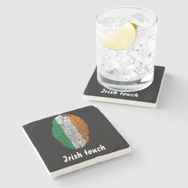 Irish touch fingerprint flag stone coaster (Side)