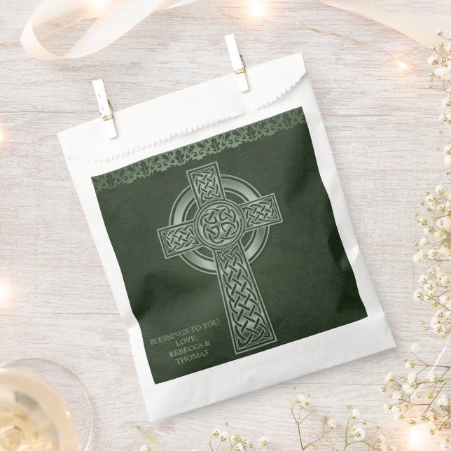 Irish Traditional Celtic Cross Wedding Favour Bag (Clipped)
