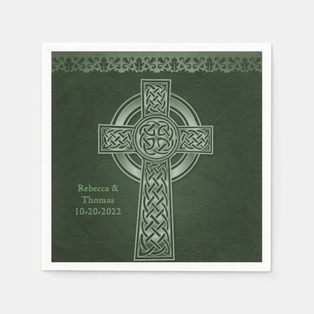 Irish Traditional Celtic Cross Wedding Napkin (Front)