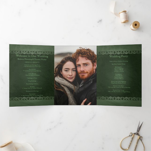 Irish Traditional Photo Celtic Cross Wedding Tri-Fold Programme (Inside)