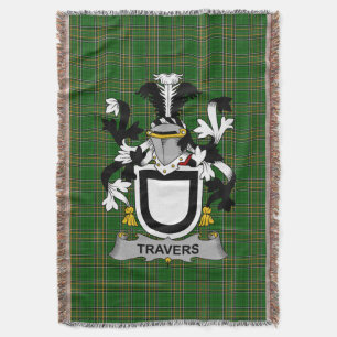 Irish Travers Coat of Arms Family Crest Ireland Throw Blanket