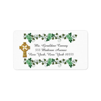 Irish trellis address labels Celtic cross