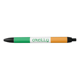 Irish Tricolour Flag of Ireland Personalized  Black Ink Pen