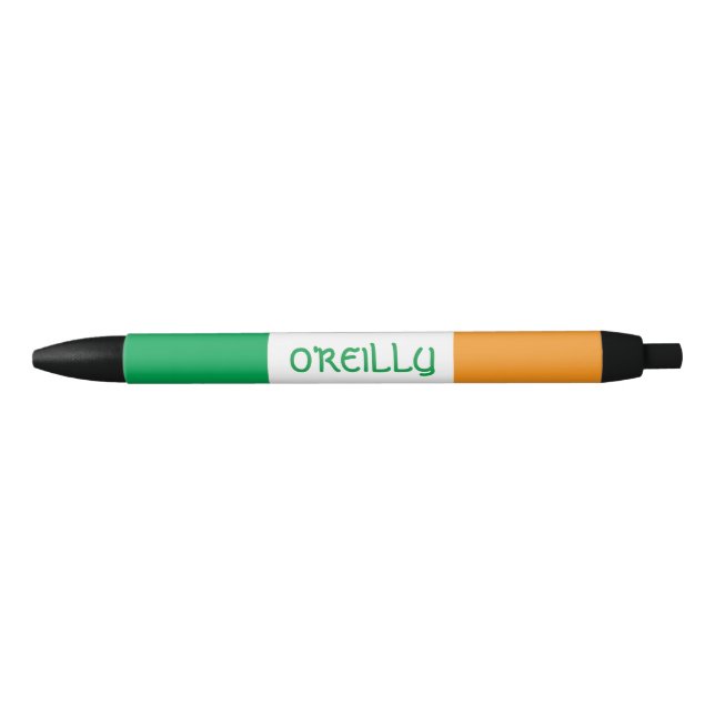 Irish Tricolour Flag of Ireland Personalized  Black Ink Pen (Front)