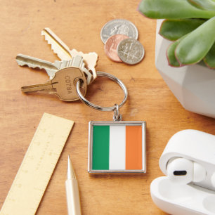 Irish tricolour flag patriotic modern keychain
