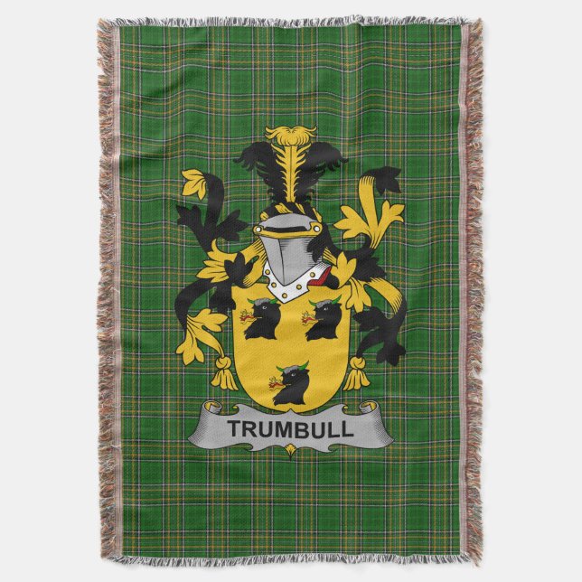  Irish Trumbull or Turnbull Coat of Arms Family Cr Throw Blanket (Front Vertical)