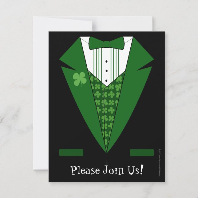 Irish Tuxedo St. Patrick's Day Party Invitations (Front)