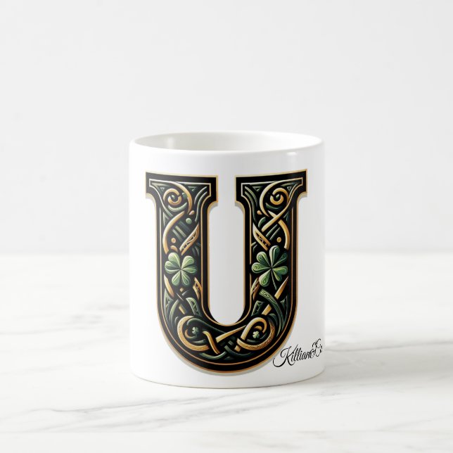 Irish U Monogram Coffee Mug (Center)