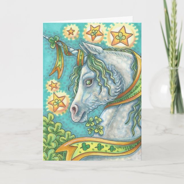 Irish Unicorn HAPPY ST. PATRICK'S DAY HORSE CARD (Front)