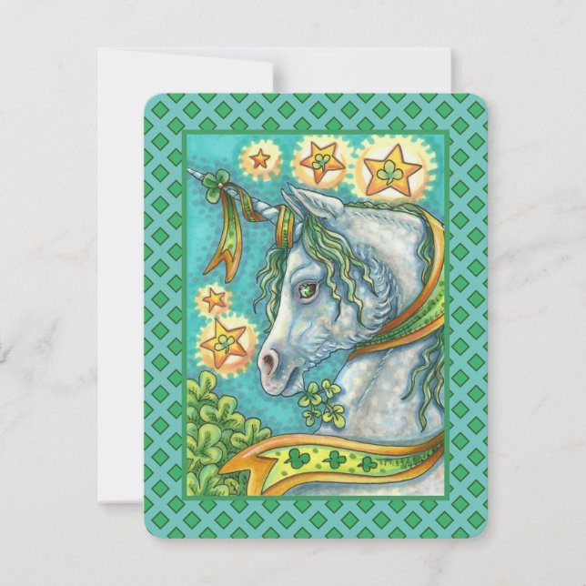 IRISH UNICORN ST. PATRICK'S DAY FANTASY HORSE Flat Holiday Card (Front)