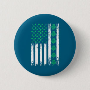Irish Us American Flag Clovers St Patricks Shamroc 2 Inch Round Button