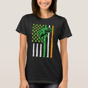 Irish US American Flag Fishing Fish St Patricks Da T-Shirt