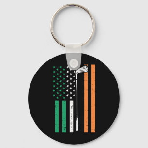 Irish Us Flag Golf Vintage St Patrick Golfing Patr Keychain