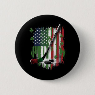Irish Usa Flag Leprechaun Lucky Hockey St. Patrick 2 Inch Round Button