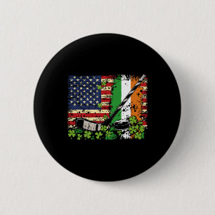 Irish Usa Flag Leprechaun Lucky Hockey St. Patrick 2 Inch Round Button