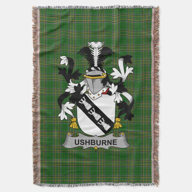  Irish Ushburne Coat of Arms Family Crest Ireland Throw Blanket (Front Vertical)