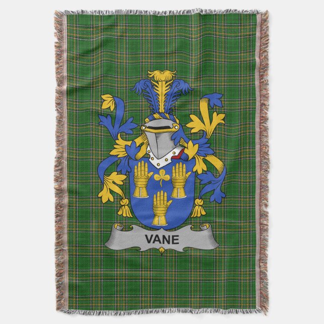  Irish Vane Coat of Arms Family Crest Ireland Throw Blanket (Front Vertical)