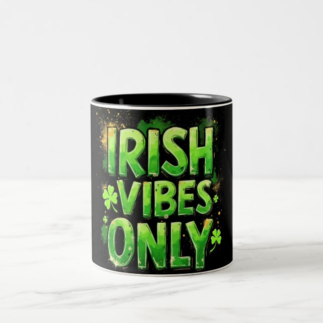 Irish Vibes Only  Two-Tone Coffee Mug (Center)