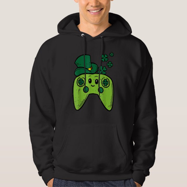 Irish Video Game Controller St Patrick Day Gamer B Hoodie (Front)