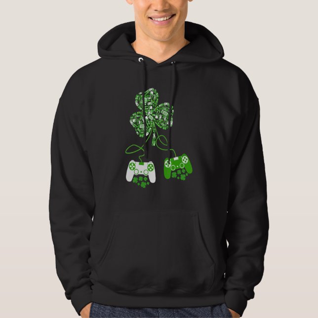 Irish Video Game Controller St Patrick Day Gamer B Hoodie (Front)