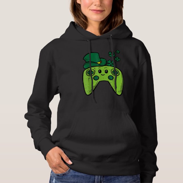 Irish Video Game Controller St Patrick Day Gamer B Hoodie (Front)