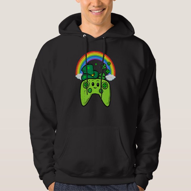Irish Video Game Controller St Patrick Day Gamer B Hoodie (Front)