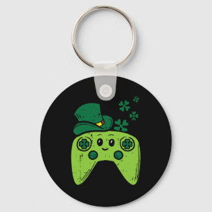Irish Video Game Controller St Patrick Day Gamer B Keychain