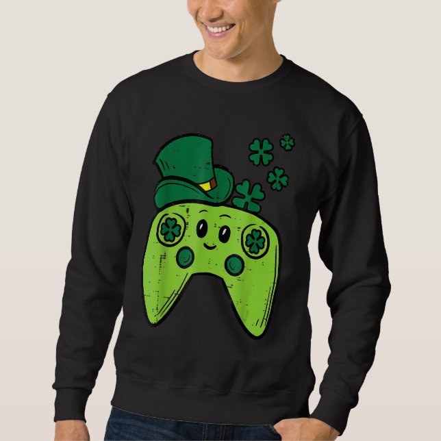 Irish Video Game Controller St Patrick Day Gamer B Sweatshirt (Front)