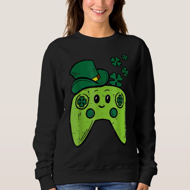 Irish Video Game Controller St Patrick Day Gamer B Sweatshirt (Front)