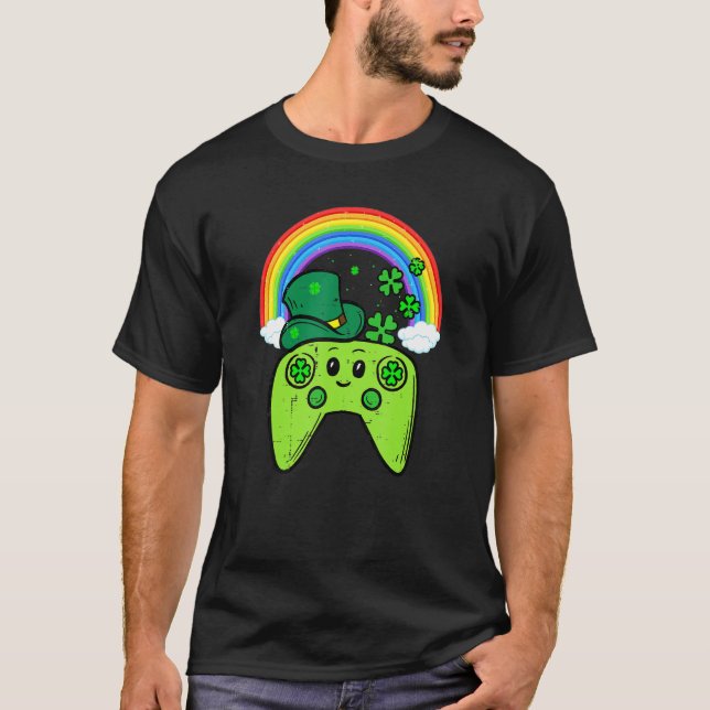 Irish Video Game Controller St Patrick Day Gamer B T-Shirt (Front)