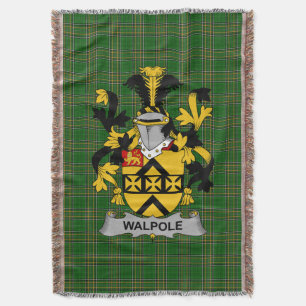 Irish Walpole Coat of Arms Family Crest Ireland Throw Blanket