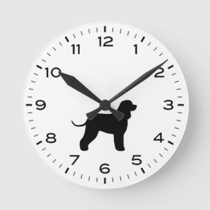Irish Water Spaniel Dog Breed Silhouette Round Clock
