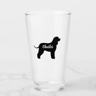 Irish Water Spaniel Dog Silhouette Personalized Glass