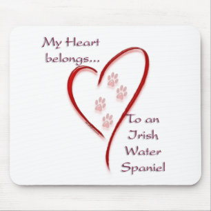 Irish Water Spaniel Heart Belongs Mouse Pad