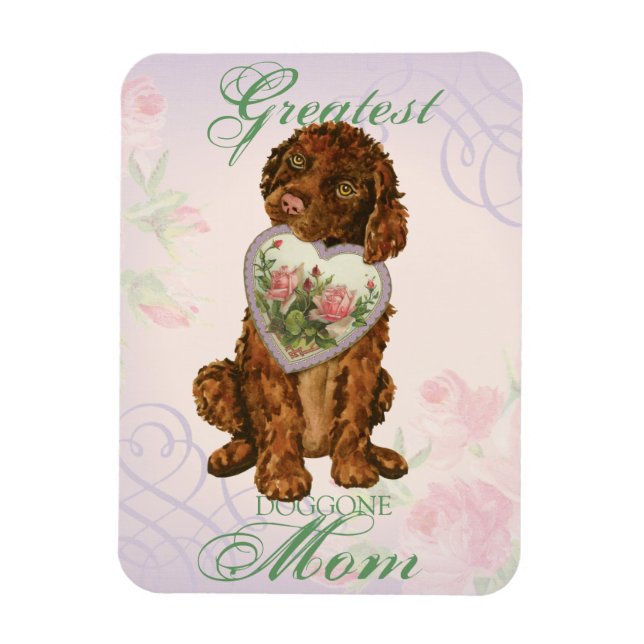 Irish Water Spaniel Heart Mom Magnet (Vertical)