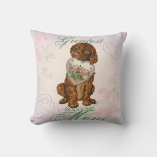 Irish Water Spaniel Heart Mom Throw Pillow