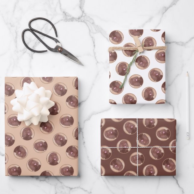 Irish Water Spaniel IWS Painting Original Dog Art Wrapping Paper Sheet (Front)