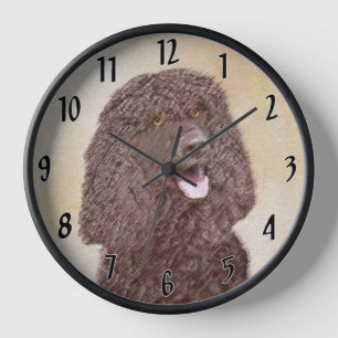 Irish Water Spaniel Painting - Original Dog Art Clock